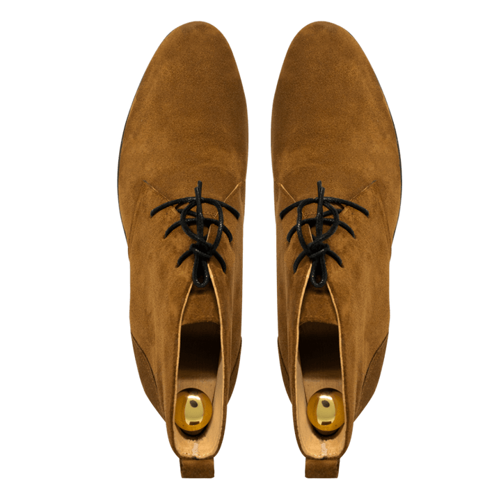 Ashley: Demi Bottes Homme - Daim Cognac - Bleather Maroc
