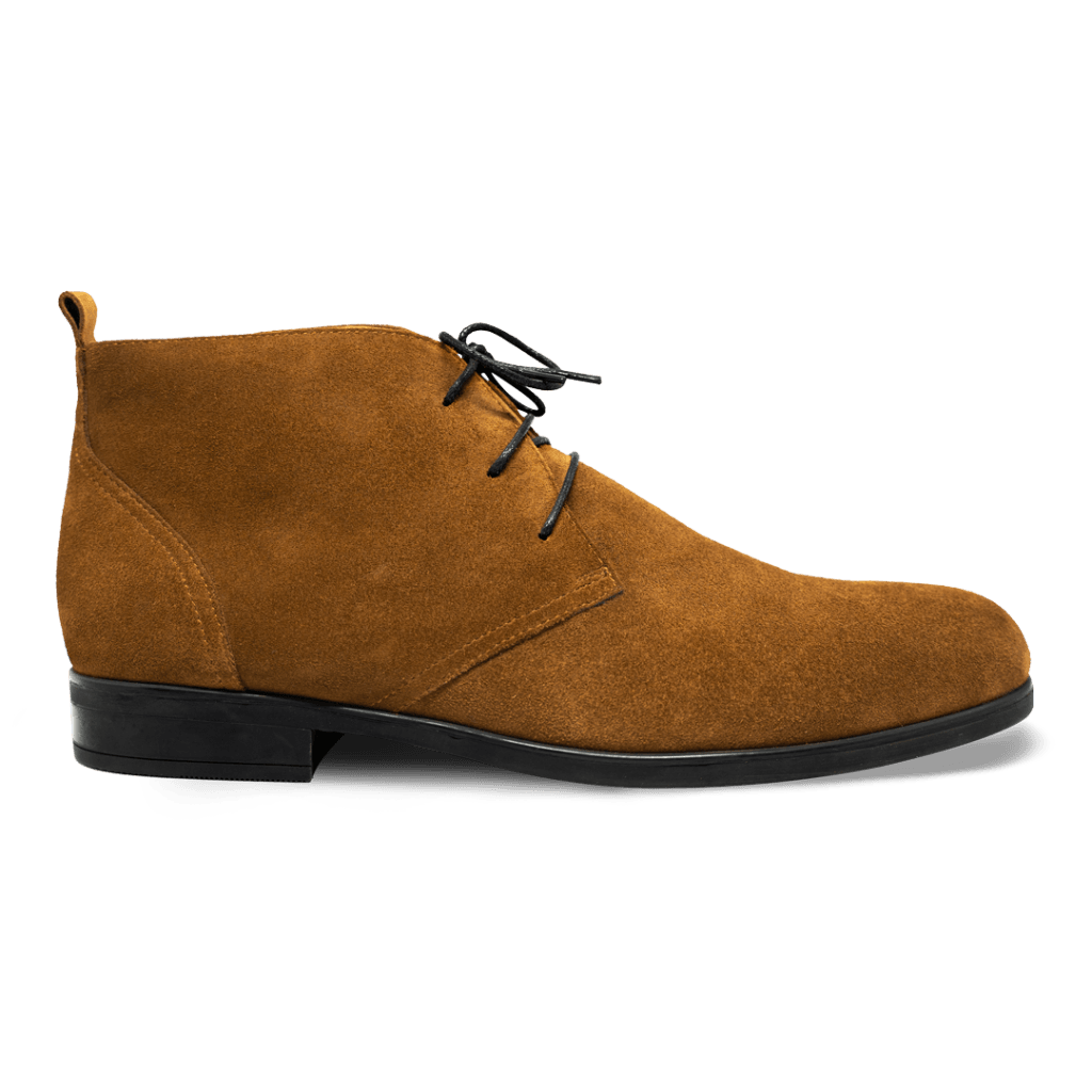 Ashley: Demi Bottes Homme - Daim Cognac - Bleather Maroc