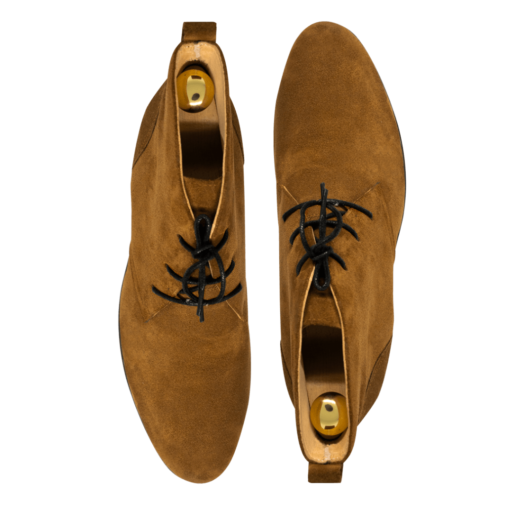 Ashley: Demi Bottes Homme - Daim Cognac - Bleather Maroc