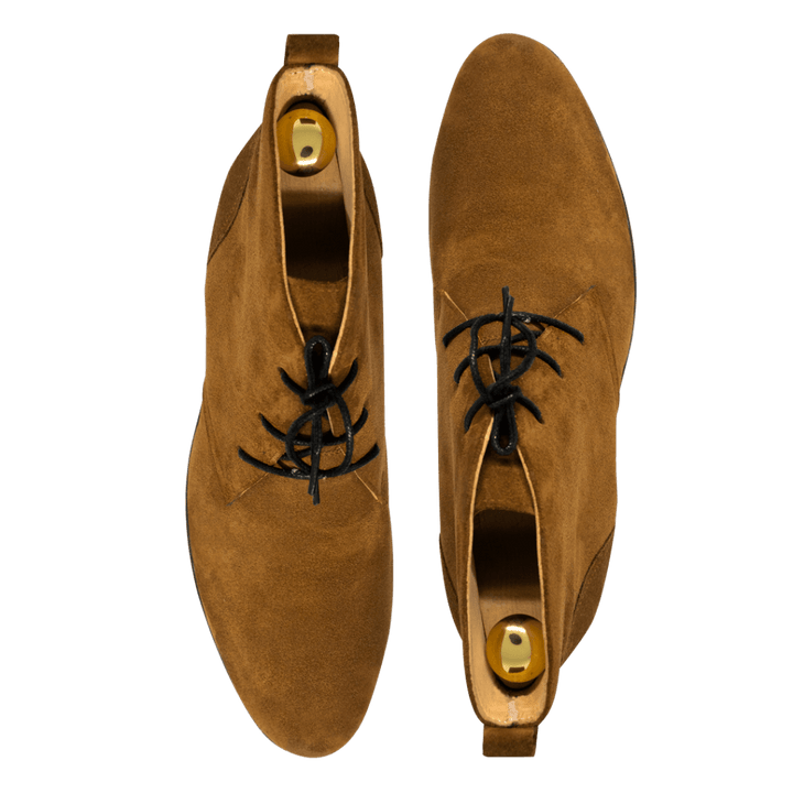 Ashley: Demi Bottes Homme - Daim Cognac - Bleather Maroc