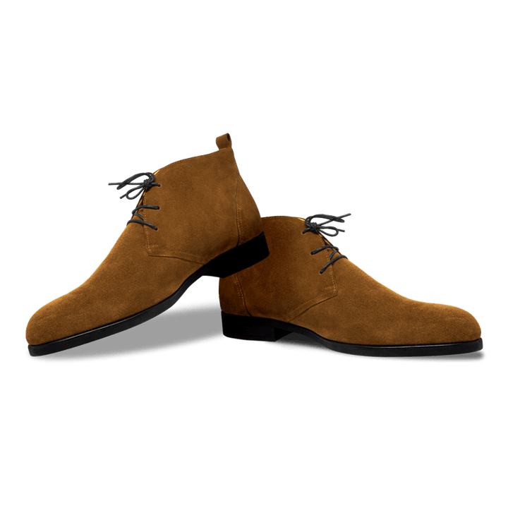 Ashley: Demi Bottes Homme - Daim Cognac - Bleather Maroc