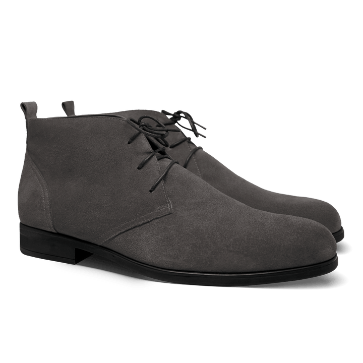 Ashley: Demi Bottes Homme - Daim Gris - Bleather Maroc