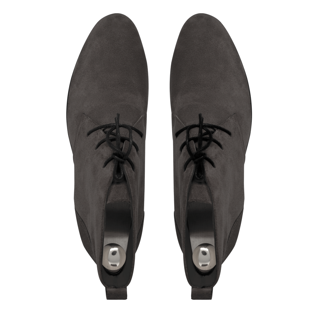 Ashley: Demi Bottes Homme - Daim Gris - Bleather Maroc