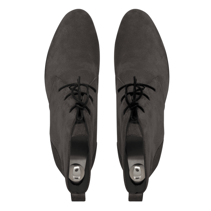 Ashley: Demi Bottes Homme - Daim Gris - Bleather Maroc