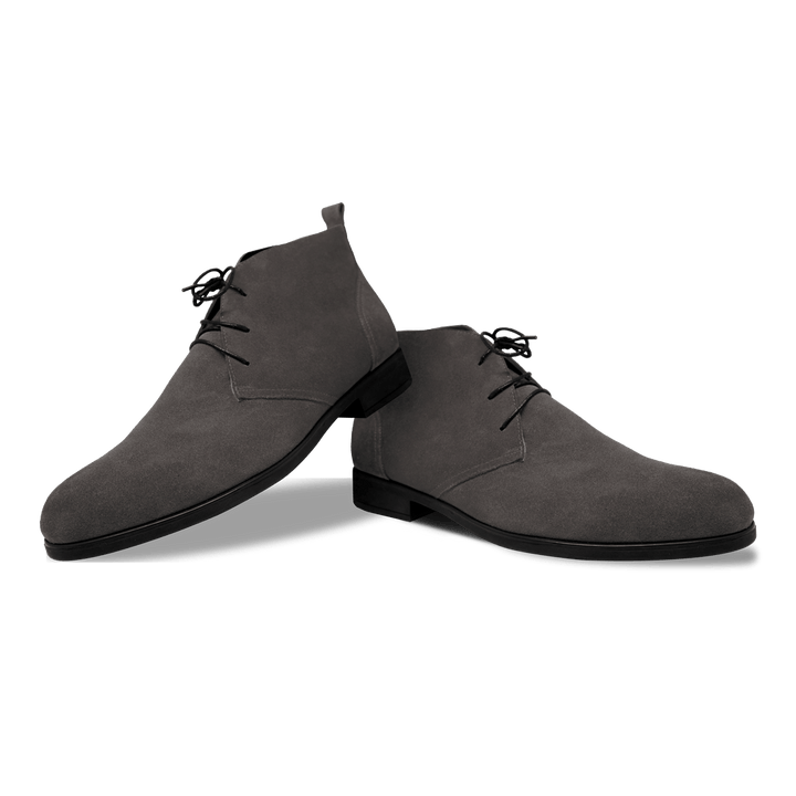 Ashley: Demi Bottes Homme - Daim Gris - Bleather Maroc