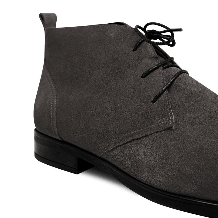 Ashley: Demi Bottes Homme - Daim Gris - Bleather Maroc
