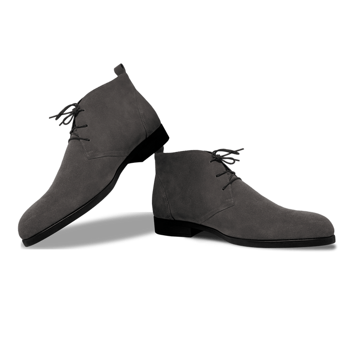 Ashley: Demi Bottes Homme - Daim Gris - Bleather Maroc