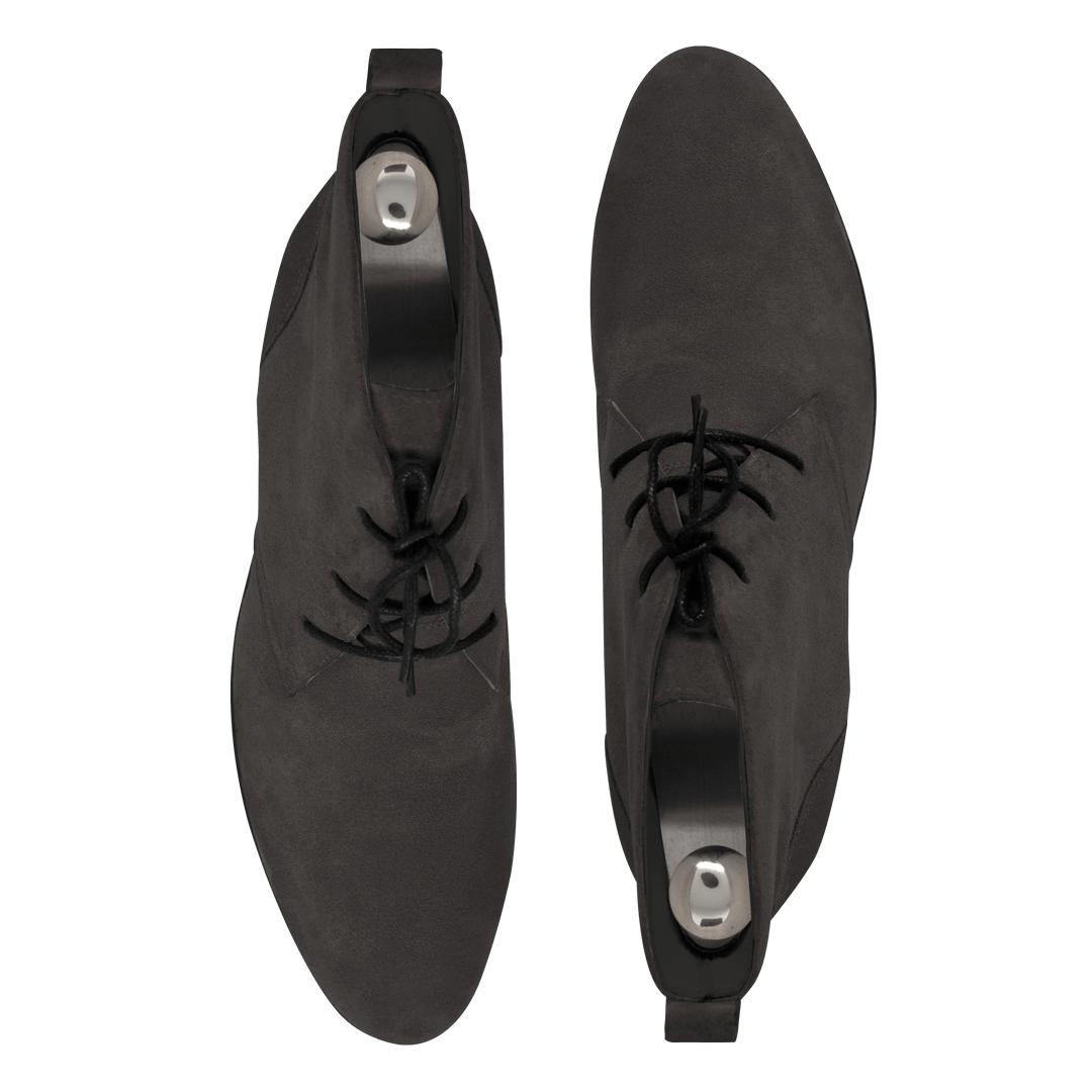 Ashley: Demi Bottes Homme - Daim Gris - Bleather Maroc