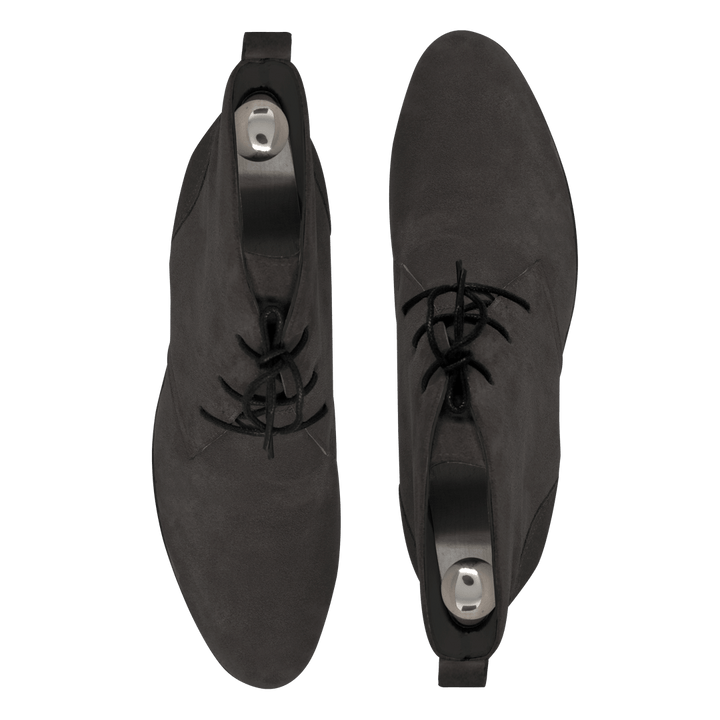Ashley: Demi Bottes Homme - Daim Gris - Bleather Maroc