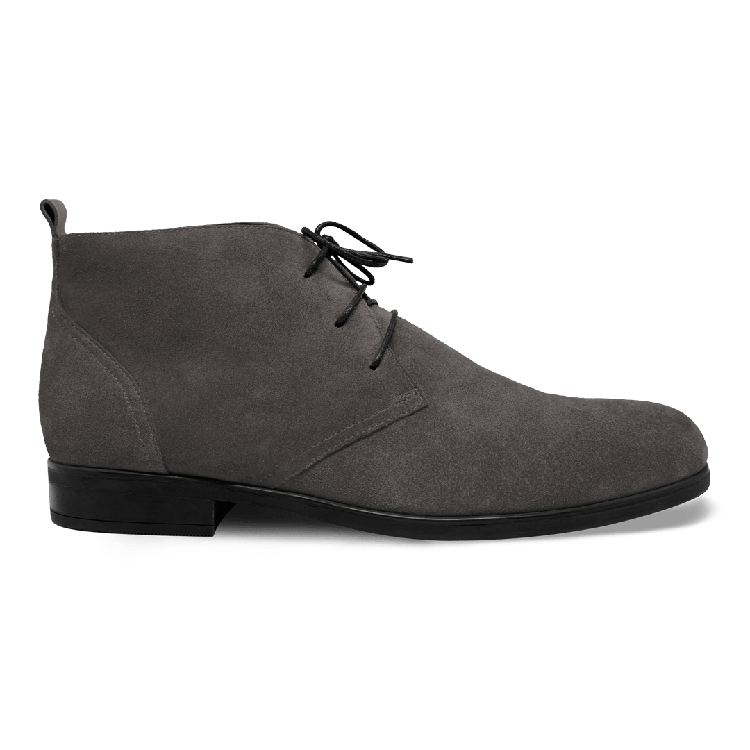 Ashley: Demi Bottes Homme - Daim Gris - Bleather Maroc