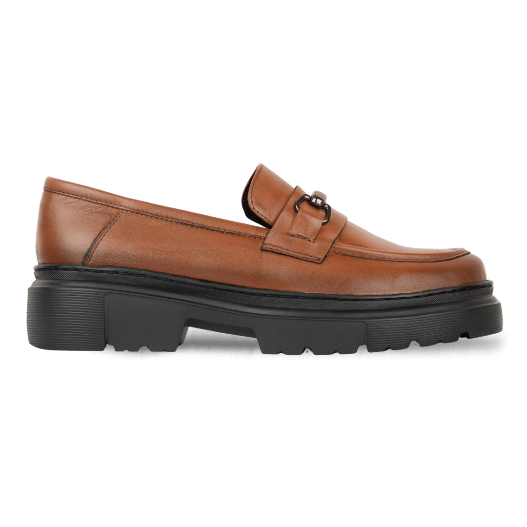 Audrey: Mocassin Femme - Cuir camel - Bleather Maroc