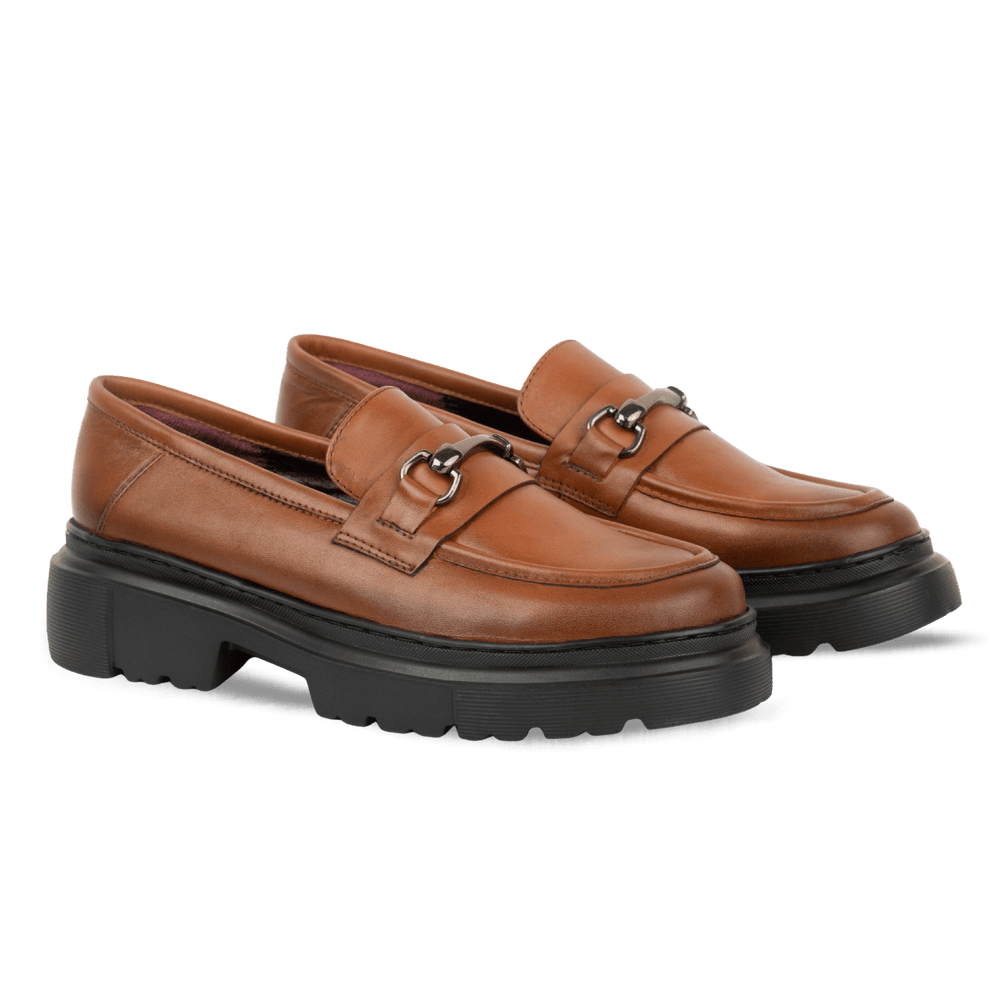 Audrey: Mocassin Femme - Cuir camel - Bleather Maroc