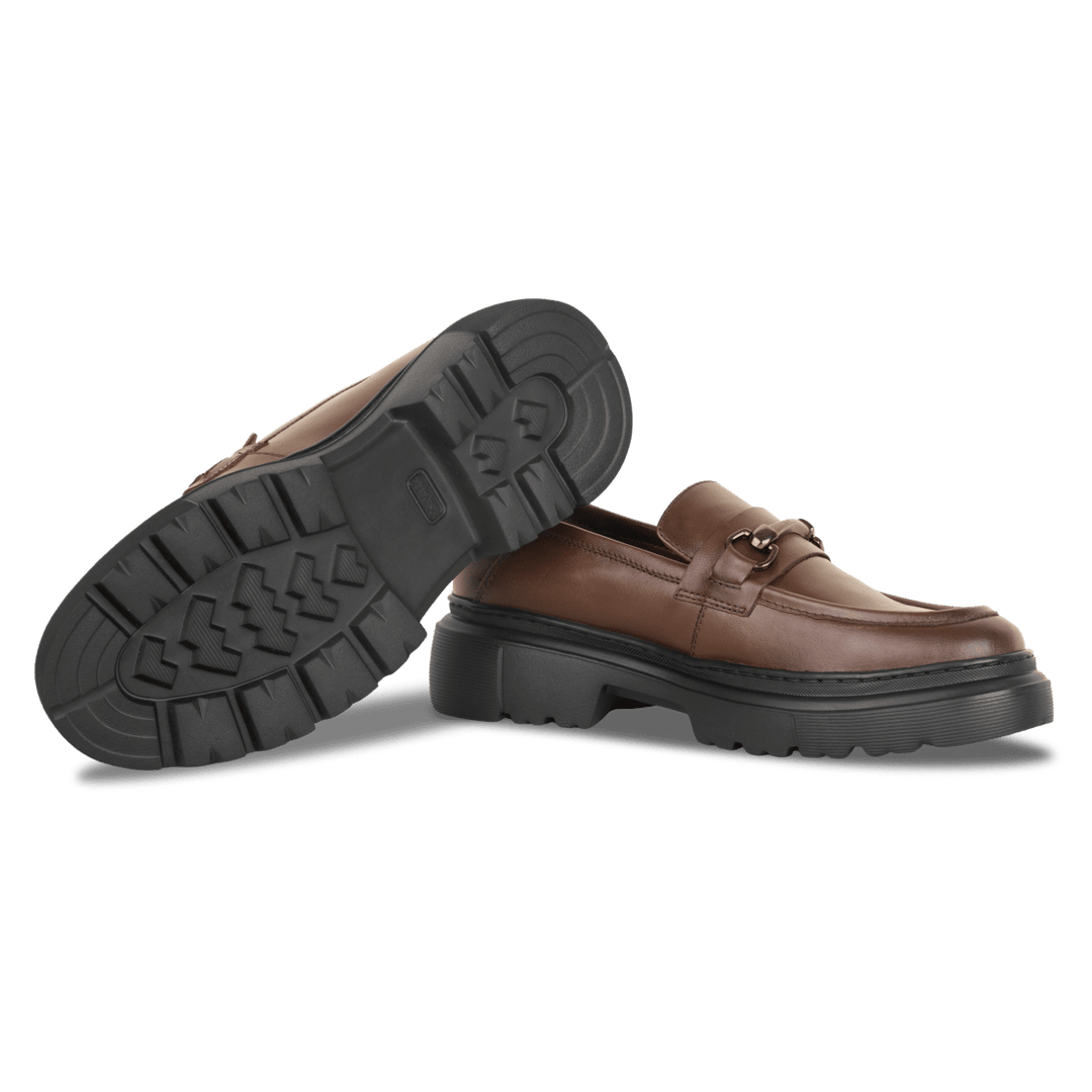 Audrey: Mocassin Femme - Cuir Marron - Bleather Maroc