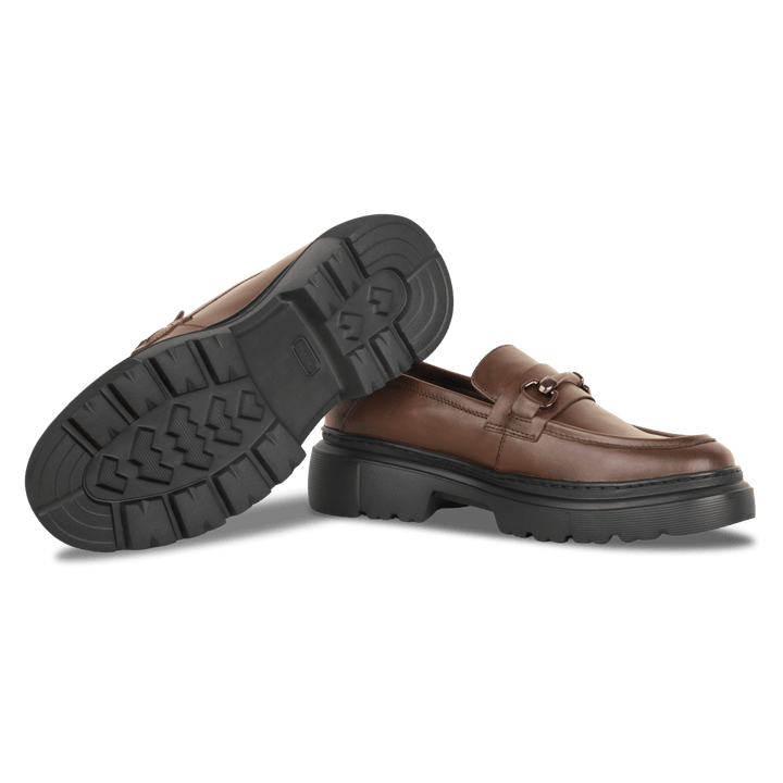 Audrey: Mocassin Femme - Cuir Marron - Bleather Maroc