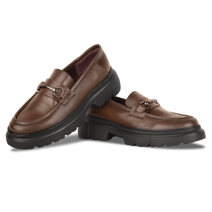 Audrey: Mocassin Femme - Cuir Marron - Bleather Maroc