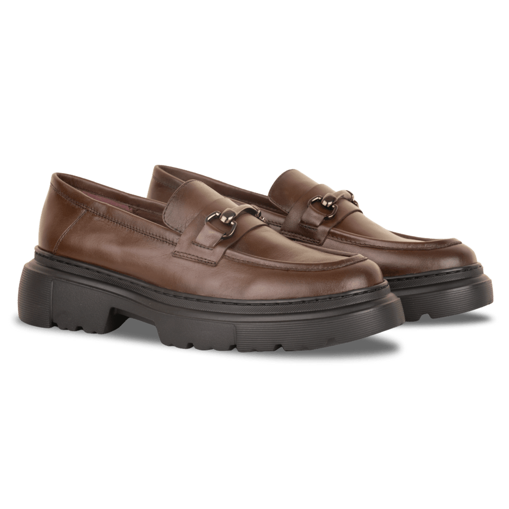 Audrey: Mocassin Femme - Cuir Marron - Bleather Maroc