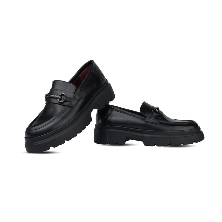 Audrey: Mocassin Femme - Cuir Noir - Bleather Maroc