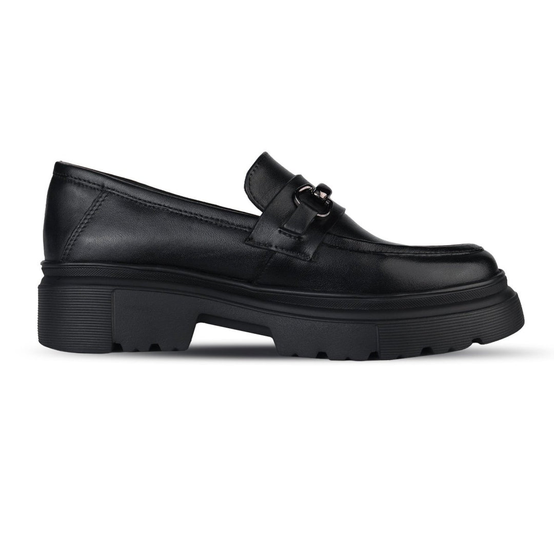 Audrey: Mocassin Femme - Cuir Noir - Bleather Maroc