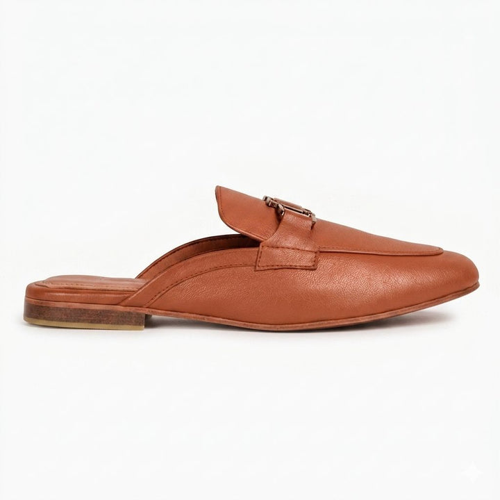 Aurora : Mules Femme - Cuir Tabac - Bleather Maroc