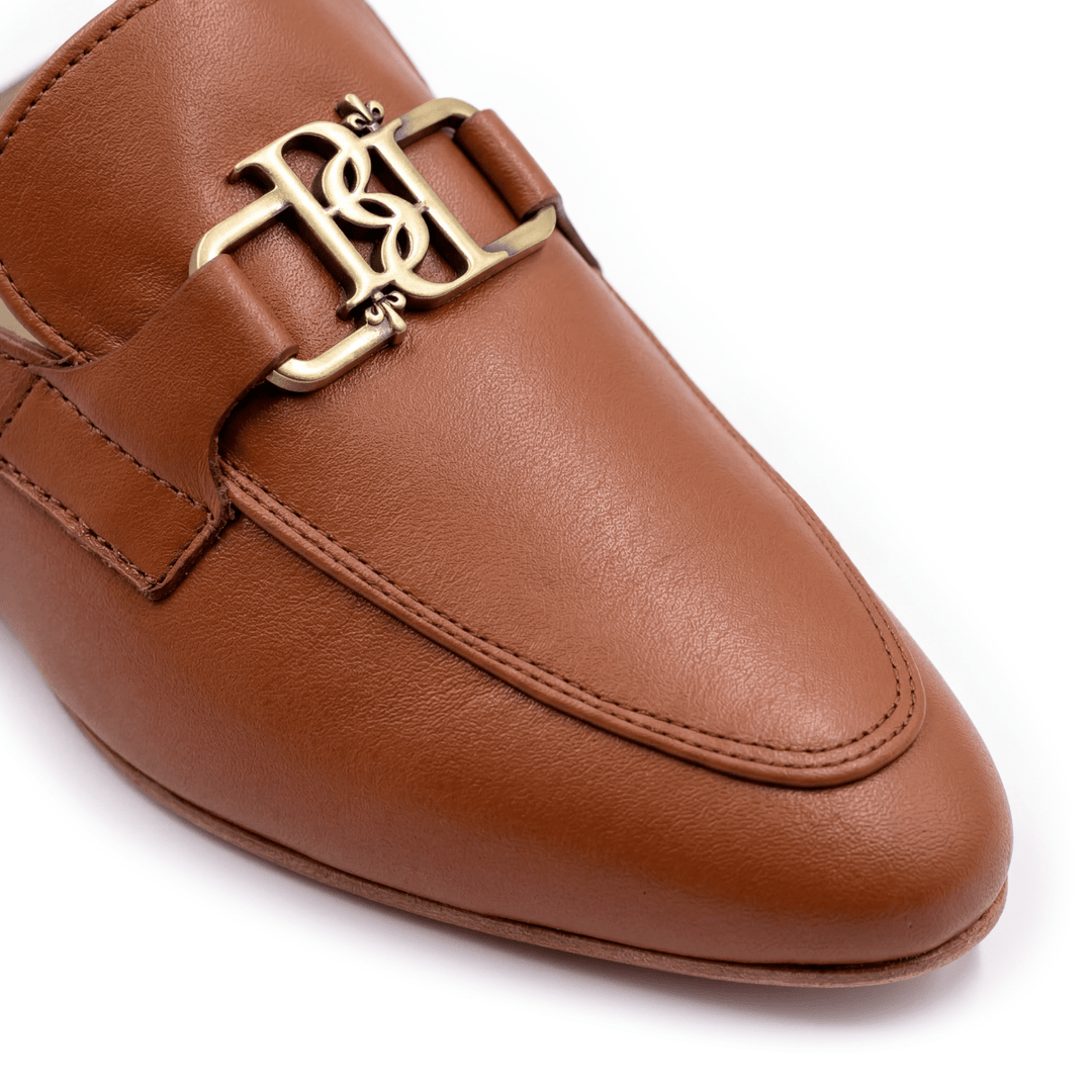 Aurora : Mules Femme - Cuir Tabac - Bleather Maroc