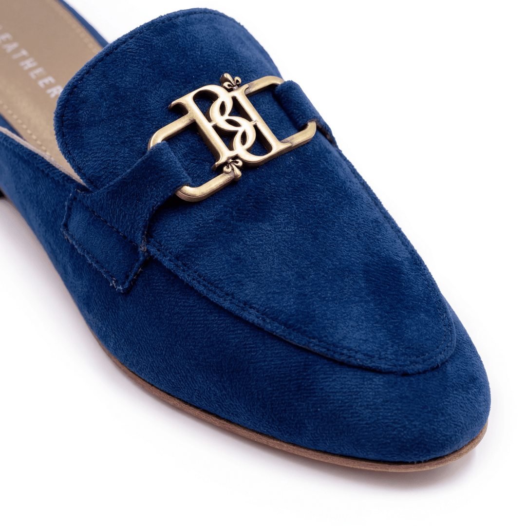 Aurora: Mules Femme - Velours Bleu - Bleather Maroc