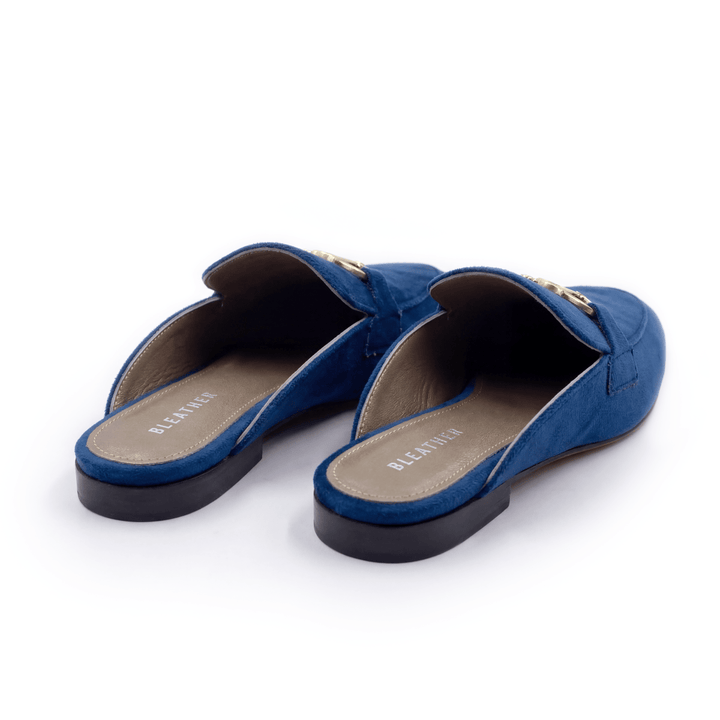 Aurora: Mules Femme - Velours Bleu - Bleather Maroc
