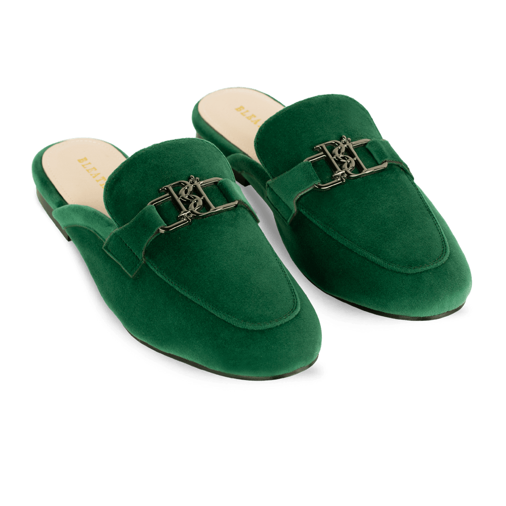 Aurora: Mules Femme - Velours Vert - Bleather Maroc