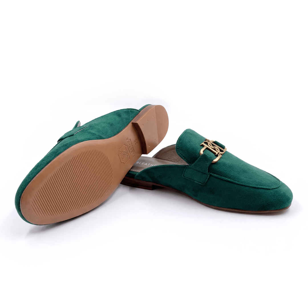 Aurora: Mules Femme - Velours Vert - Bleather Maroc