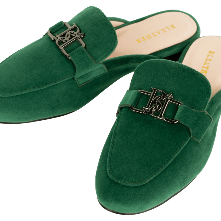 Aurora: Mules Femme - Velours Vert - Bleather Maroc