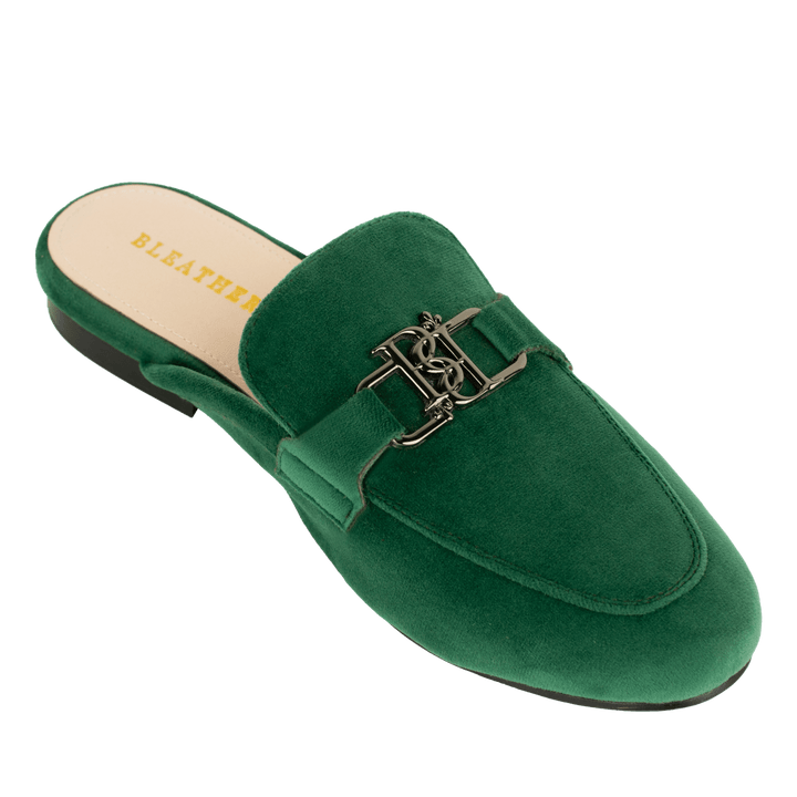 Aurora: Mules Femme - Velours Vert - Bleather Maroc