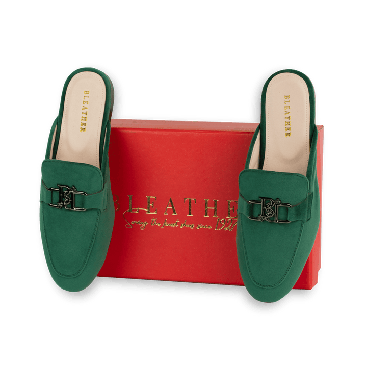 Aurora: Mules Femme - Velours Vert - Bleather Maroc