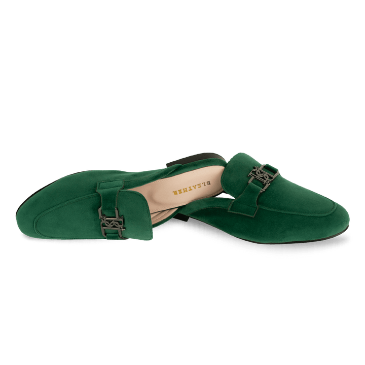 Aurora: Mules Femme - Velours Vert - Bleather Maroc