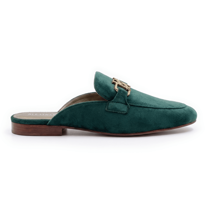 Aurora: Mules Femme - Velours Vert - Bleather Maroc