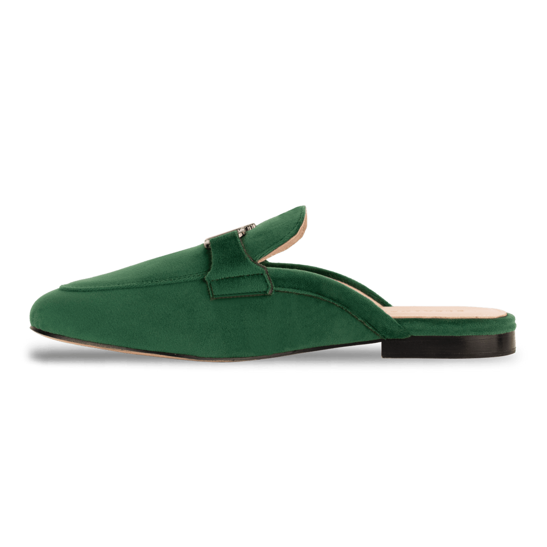 Aurora: Mules Femme - Velours Vert - Bleather Maroc