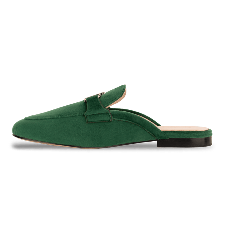 Aurora: Mules Femme - Velours Vert - Bleather Maroc