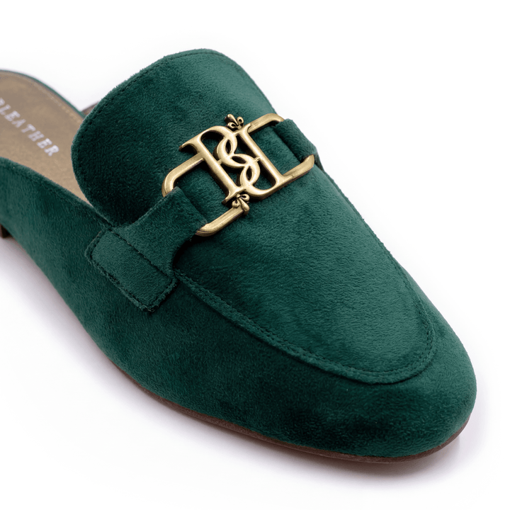 Aurora: Mules Femme - Velours Vert - Bleather Maroc