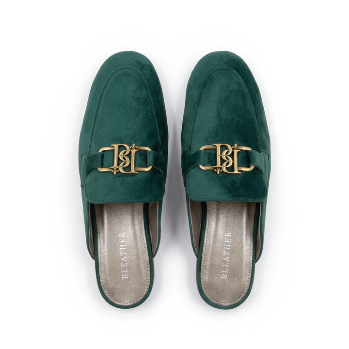 Aurora: Mules Femme - Velours Vert - Bleather Maroc