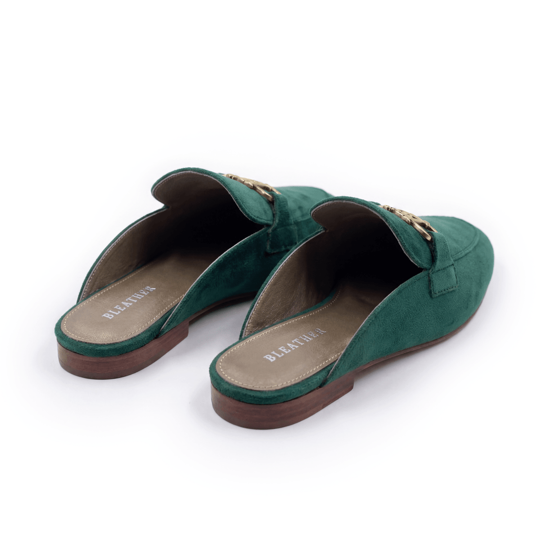 Aurora: Mules Femme - Velours Vert - Bleather Maroc