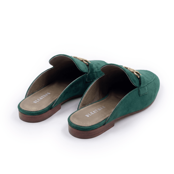 Aurora: Mules Femme - Velours Vert - Bleather Maroc