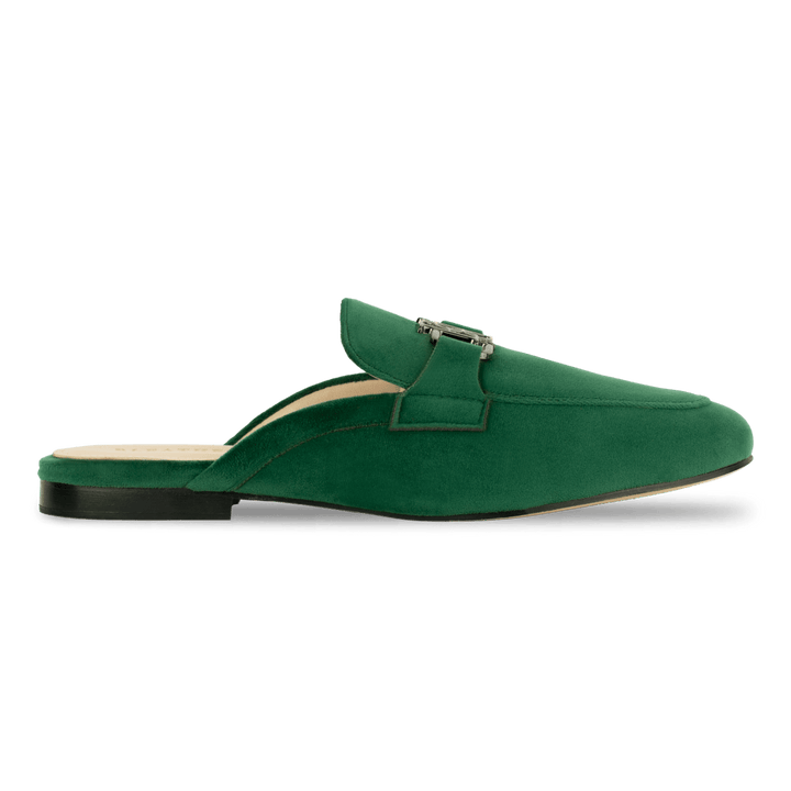 Aurora: Mules Femme - Velours Vert - Bleather Maroc