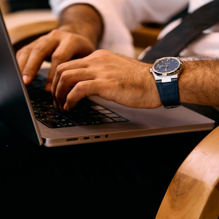 Axis: Montre Quartz Homme – Cuir Bleu - Bleather Maroc