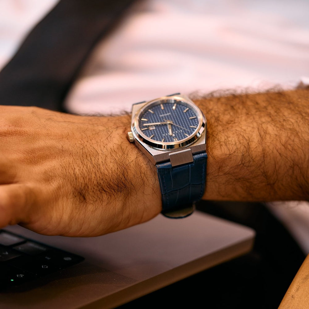 Axis: Montre Quartz Homme – Cuir Bleu - Bleather Maroc