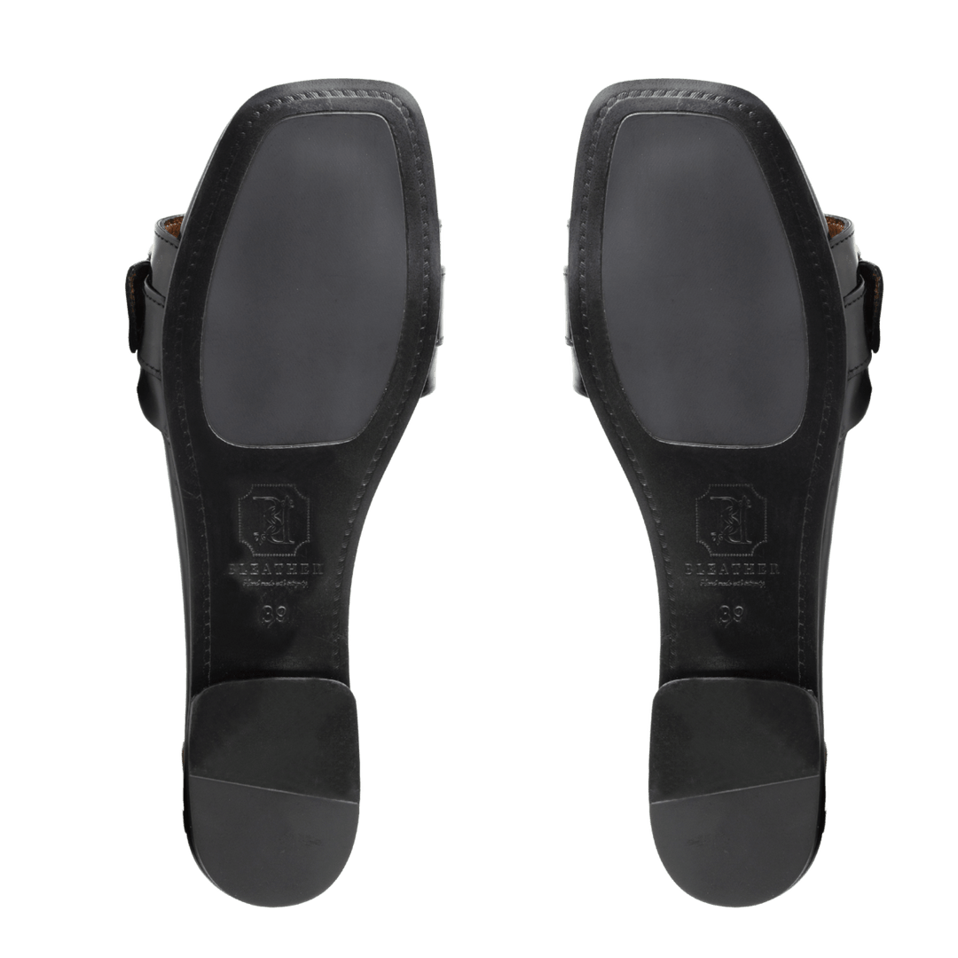 Azure : Sandales Femme - Cuir Noir - Bleather Maroc