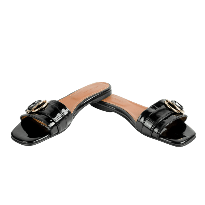Azure : Sandales Femme - Cuir Noir - Bleather Maroc