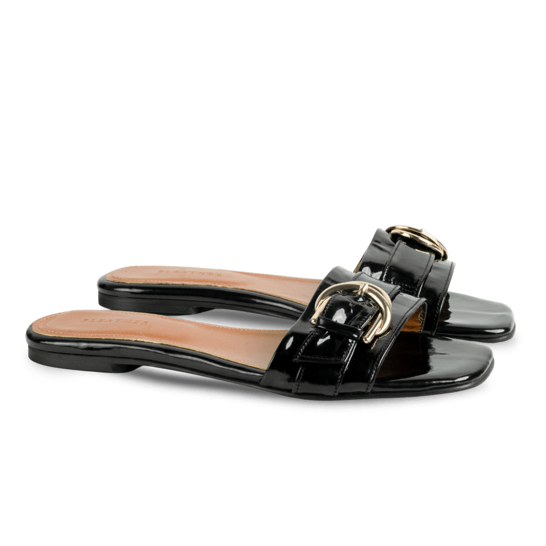 Azure : Sandales Femme - Cuir Noir - Bleather Maroc
