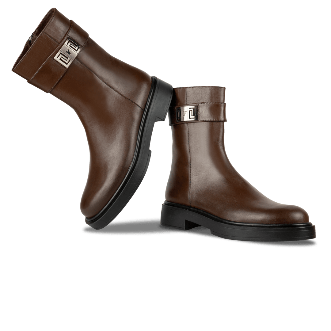 Beatrice: Bottes Femme - Cuir Marron - Bleather Maroc