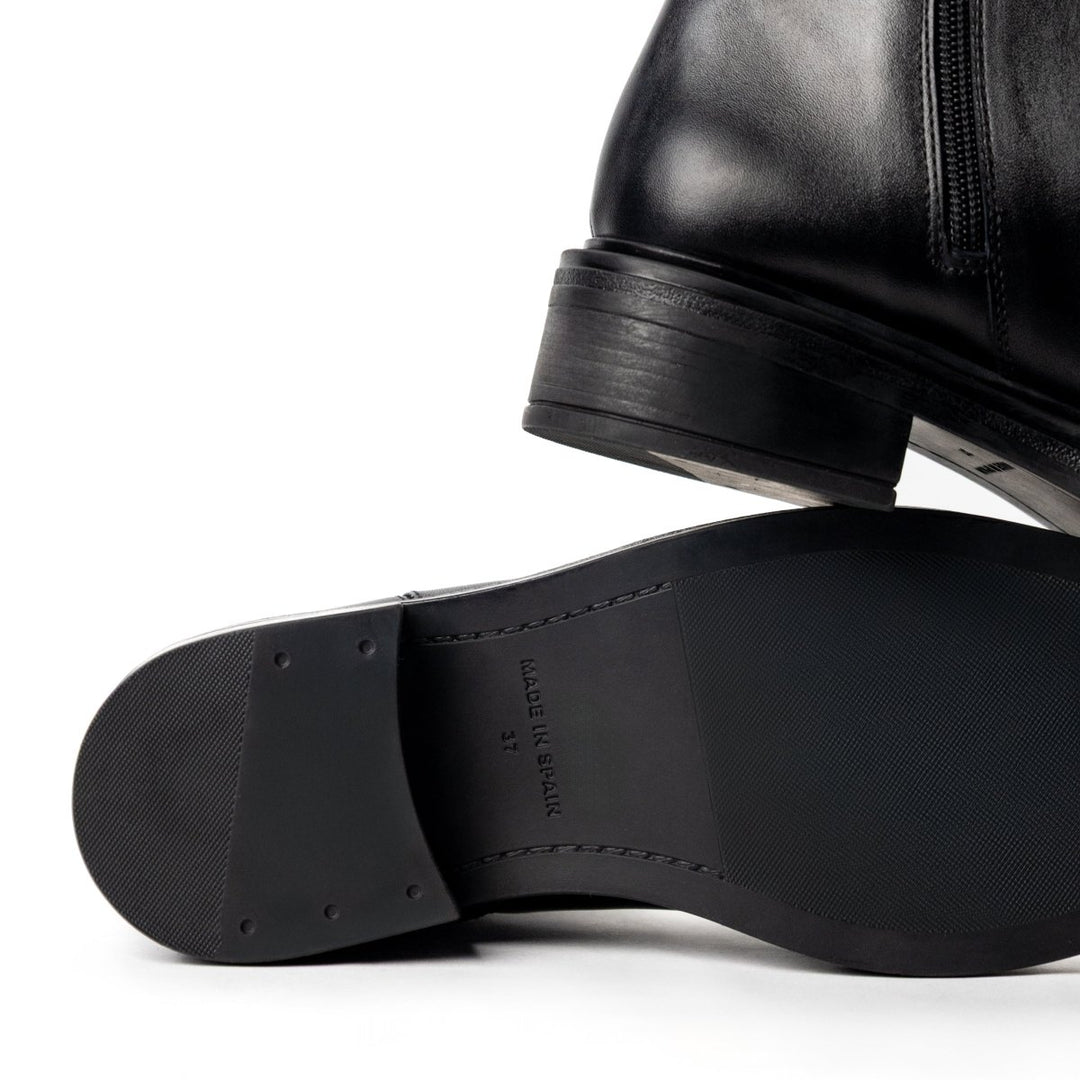 Beatrice: Bottes Femme - Cuir Noir - Bleather Maroc