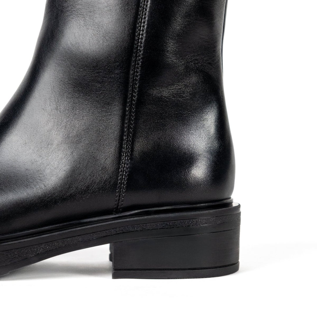 Beatrice: Bottes Femme - Cuir Noir - Bleather Maroc