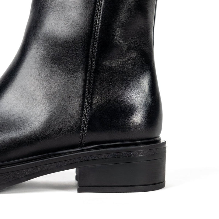 Beatrice: Bottes Femme - Cuir Noir - Bleather Maroc