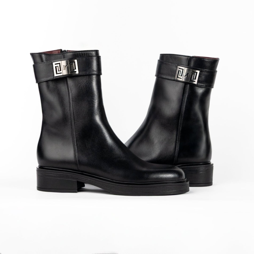 Beatrice: Bottes Femme - Cuir Noir - Bleather Maroc
